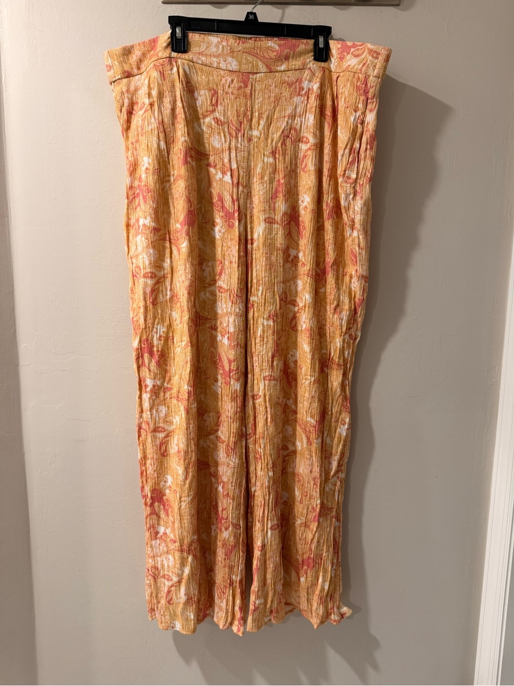 Wonderly Yellow & Coral Pleated Wide-Leg Pants